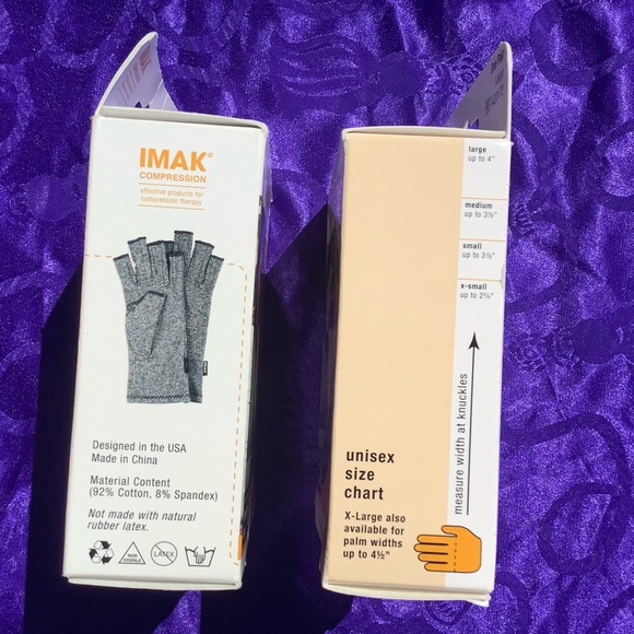 Hand Size Large IMAK Arthritis Compression Gloves 1 Pair Grey - Picture 6 of 7